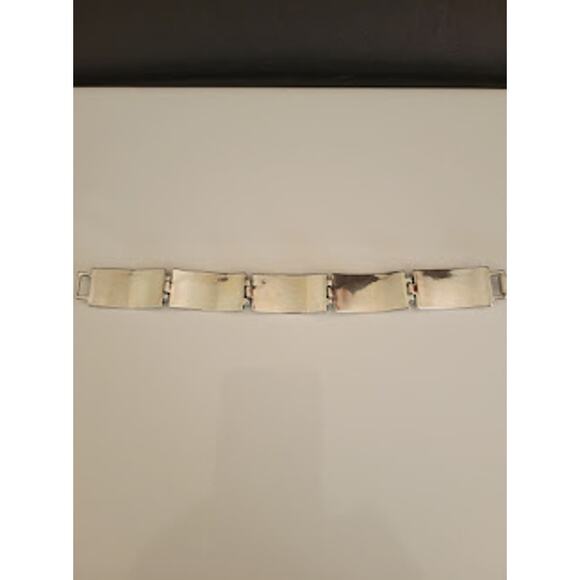 Vintage Five Panel Bracelet Silver Tone with Pearlized Enamel Panels Casual 80's - Picture 2 of 9